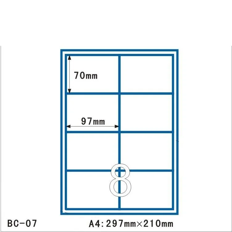 100 листов, много размеров, белая этикетка, пустые наклейки для записей, наклейки для заметок, А4 размеры, самоклеящаяся лазерная бумага для струйной печати - Цвет: 97x70mm