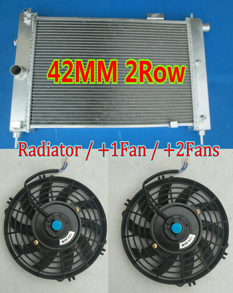 

2Rows 42mm Aluminum Radiator + FANS For Kadett E Vauxhall Astra Mark II MK2 2.0i 16V GTE Manual 2.0L 1983-1991 85 86 87 90 89 88