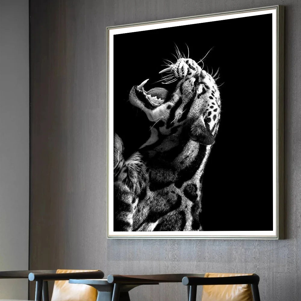 Черно-белая художественная роспись стен с изображением тигра животных абстрактный рисунок на холсте холст плакат картина домашний декор
