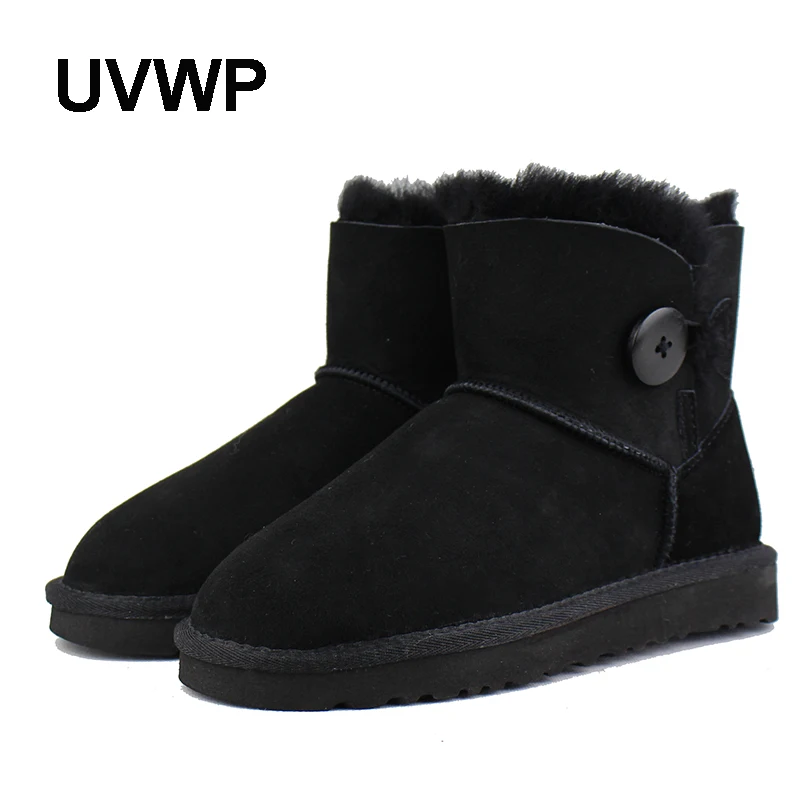 

UVWP Hot Sale Top Quality Women Genuine sheepskin leather Snow Boots 100% Natural Fur snow boots Warm winter shoes Ankle Boots