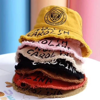 

Spring Summer Children's Boys Girls Letter Printed Pattern Kids Fisherman Bucket Cap Sunny Casual Hats