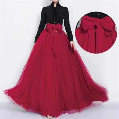 Vestidos, длинная юбка макси, женская мягкая фатиновая юбка, юбка-пачка для подружки невесты, бальное платье размера плюс, Faldas Saias - Цвет: 741
