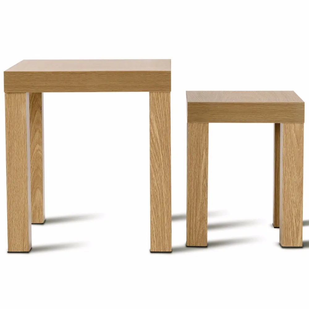 Giantex Set of 2 Nesting Coffee End Table Side Tables Living Room Home Decor Wood Color Home Furniture HW58204