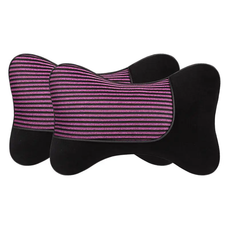 Плюшевая дышащая Автомобильная подушка для шеи, Автомобильная подушка для шеи, подушка для подголовника автомобиля, подходит для большинства автомобилей - Цвет: A purple 1pair