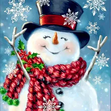 Алмазная живопись на заказ мультяшный Рождественский Снеговик полный квадратный значок с вышивкой в виде ромба eigen foto рождественские украшения лайтпад