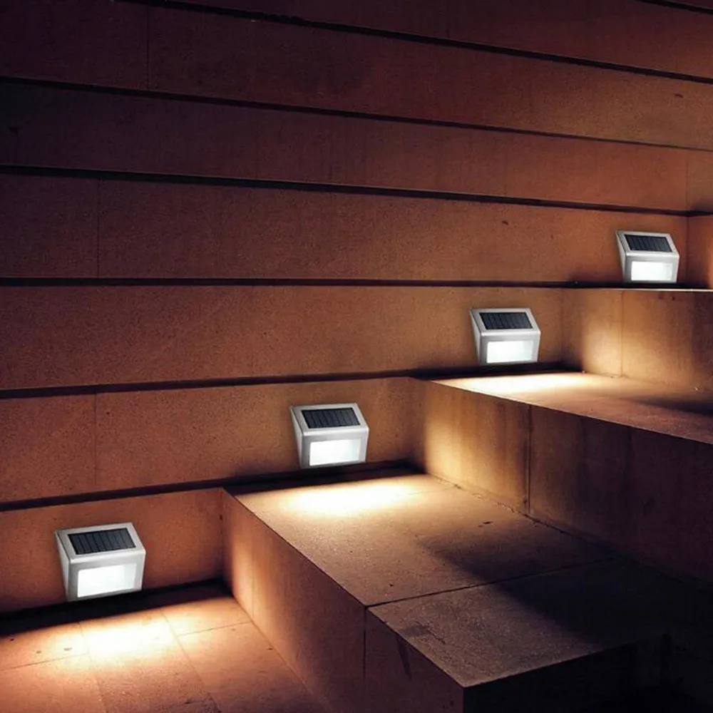 

New High Quality LED Solar Power Light Sensor Wall Light Garden Step Stair Deck Lights Lamp Drop Shipping