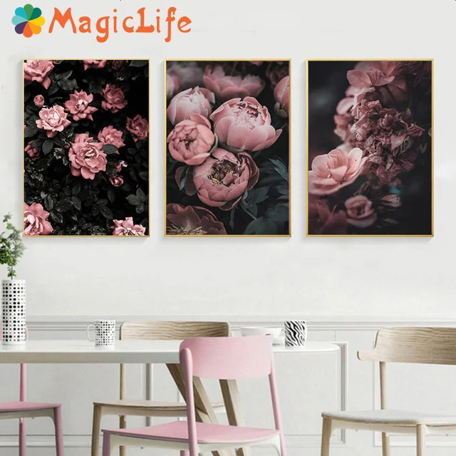 

Flowers, Roses, Love Decor Wall Art Canvas Painting Nordic Posters Wall Pictures for Living Room Decorative Pictures Unframed