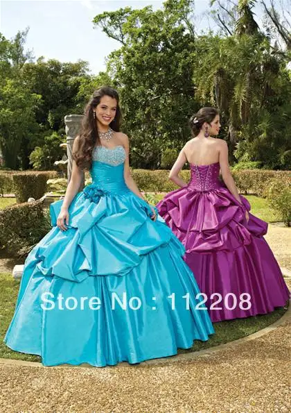 Free Shipping Floor-Length Sweetheart Ball Gown Beading Taffeta Quinceanera Dresses Removable Straps | Свадьбы и торжества
