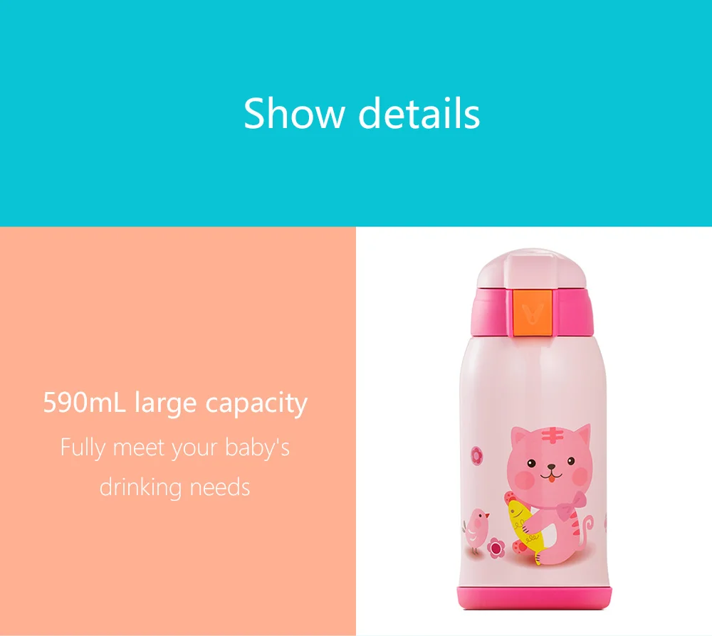 Viomi детский вакуумный термос, 590 мл, термос-чашка, 12 часов, Вакуумная бутылка с изоляцией, два способа питья, вакуумная колба