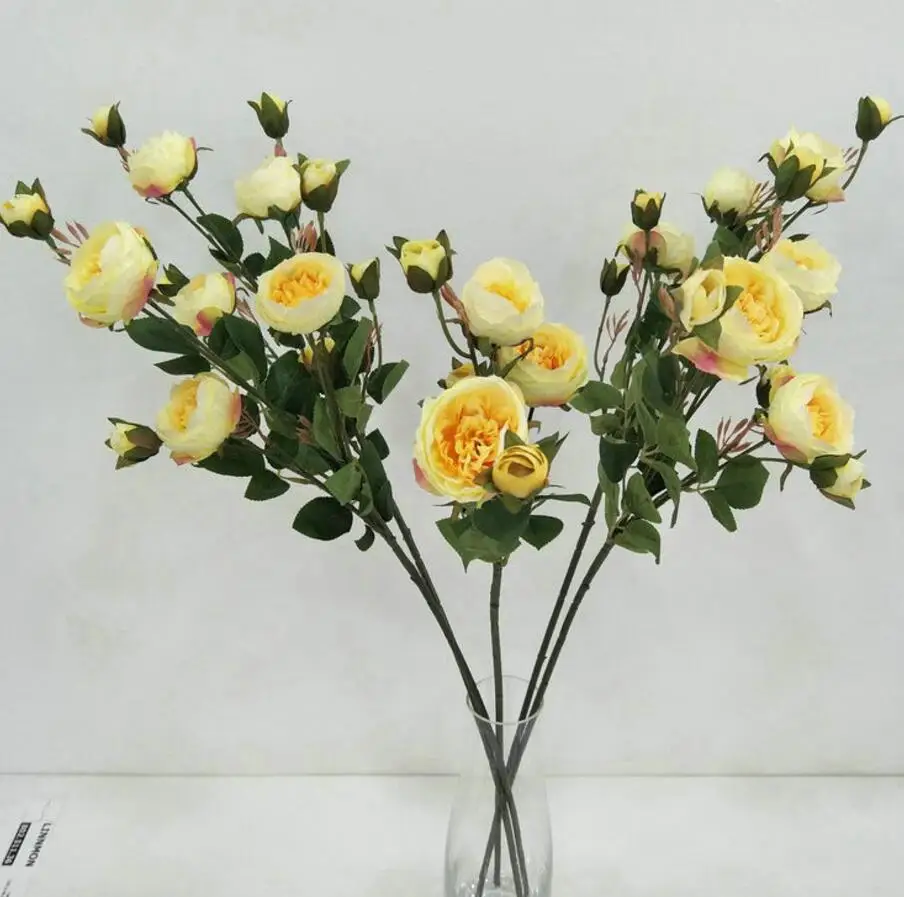 5 шт. искусственный длинный стержень розы 7 голов розы Искусственный Пион цветы красный/кремовый/Шампань/желтый цвет розы цветы