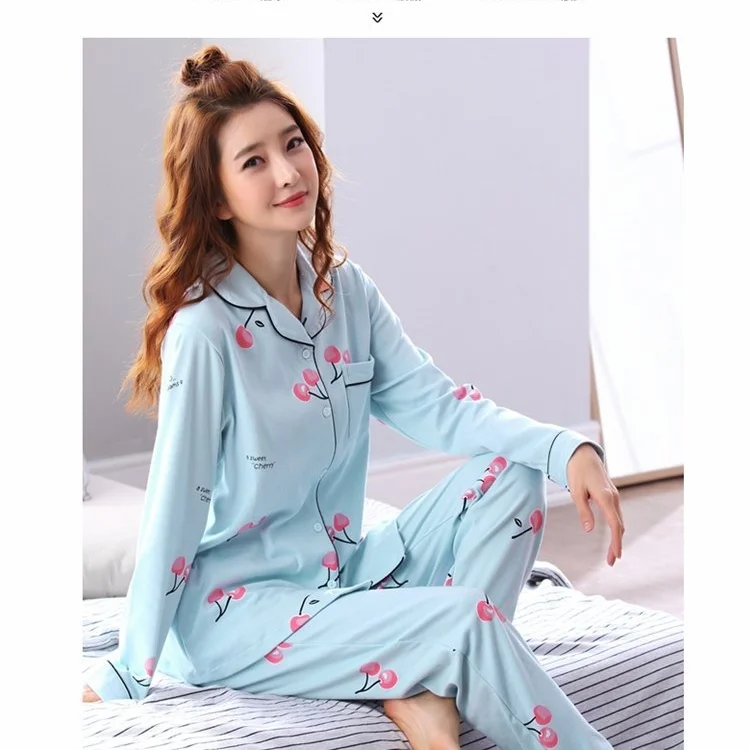 Милые женские пижамы, пижамный комплект, пижама с длинным рукавом, Pijama Mujer, Пижамный костюм, 2 штуки, ночная одежда для дома, ночная рубашка размера плюс