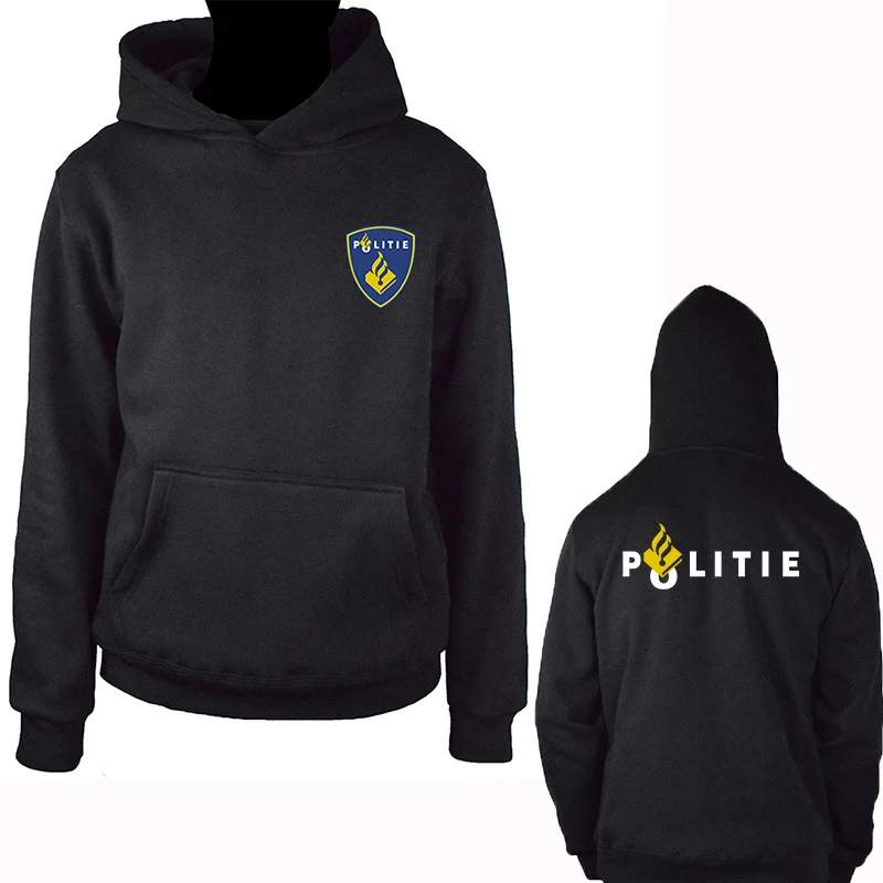 

Dutch police Netherlands Politie hoodies men 2019 casual Men tops Men's pullover Funny print Hooded Sweatshirt black clothing