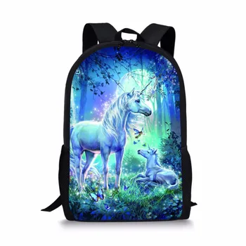 

THIKIN 3D Fantastic Animal Horse Print Childrens School Backpack Schoolbag Unicorn School Bags Mochila Escolar Travel Backpacks