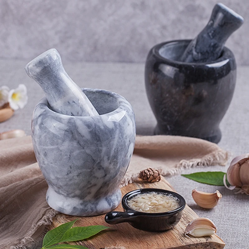  Creative Natural Stone Garlic Press Crusher Masher Mortar Pestle Set Manual Herbs Mill Kitchen Chop - 32980712386