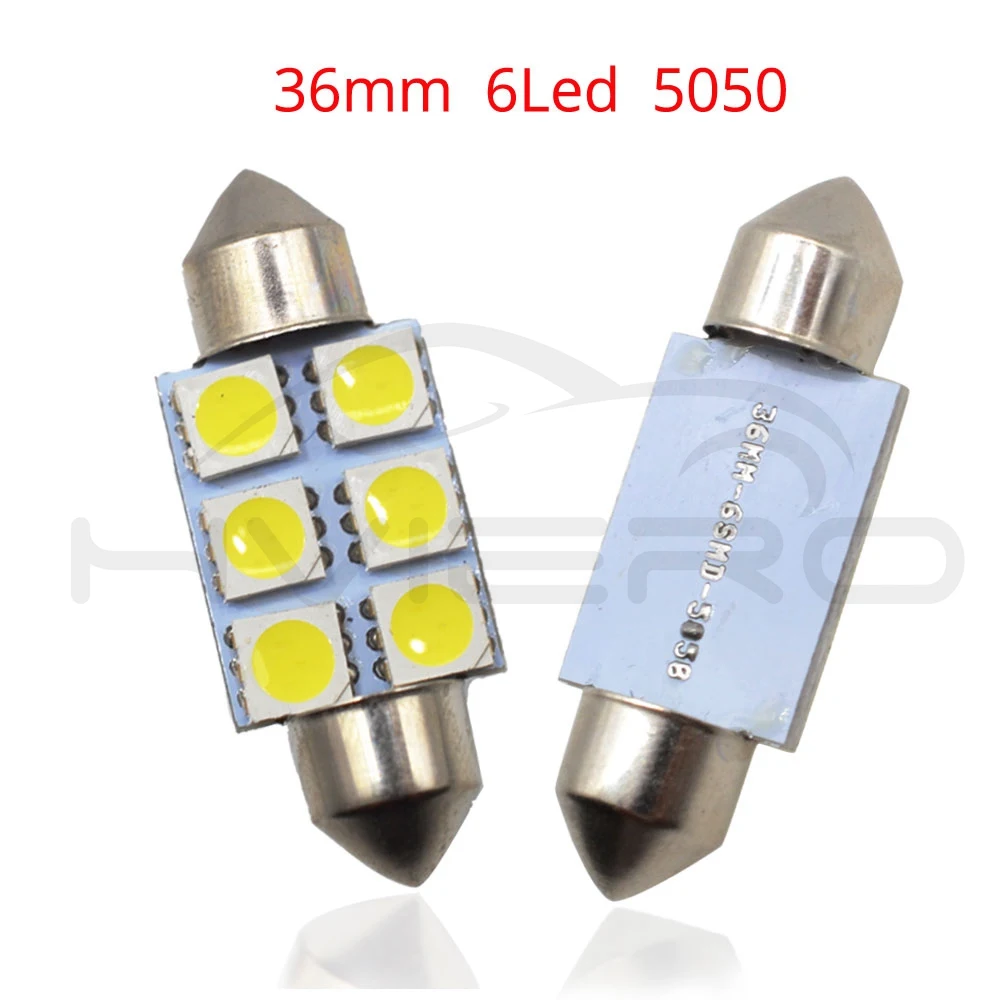 2X Белый светодиод 31 мм 36 мм 39 мм C5w c10w 5050 6 smd DC 12 В гирлянда для салона купольный светильник для багажа лампа для чтения лампа дверной светильник