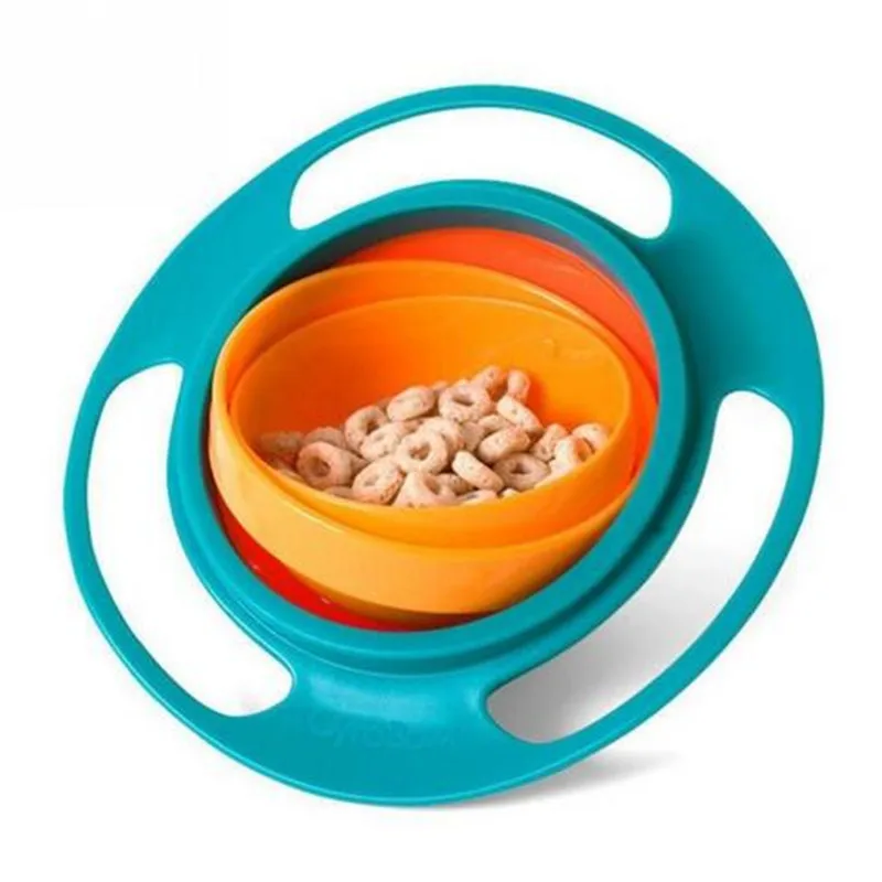 

Hot Universal Infant Creative Fantastic Toy Practical Baby Kids Plastic Gyro 360 Rotate Spill-Proof Bowl Dishes UFO Gyroscope