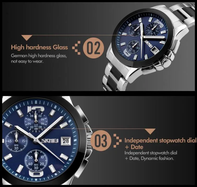 SKMEI Brand Men Dress Watches Top Brand Luxury Multifunction Sports Quartz Watch Waterproof Clock Men Relogio Masculino
