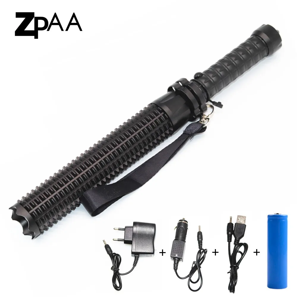 L2 LED Flashlight Self Defense Toothed Mace Outdoor Patrol Rechargeable