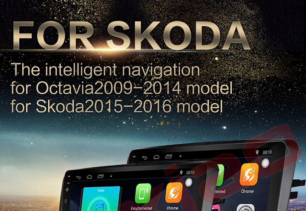 Perfect 2 din Android Quad Core Car DVD player for Skoda Volkswagen Octavia Audio GPS Radio Steering-Wheel car multimedia player 0