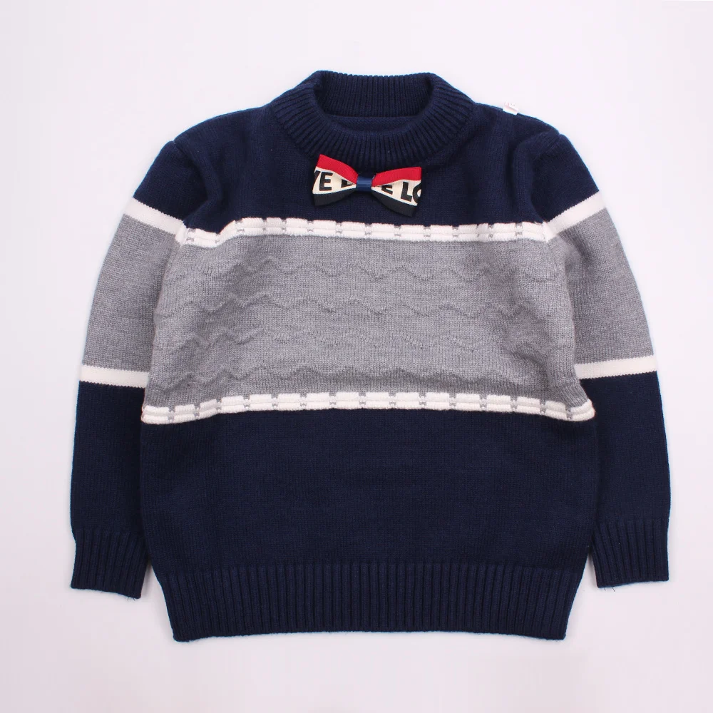 Классический вязаный детский свитер; хлопковые детские свитера с длинными рукавами; пуловер с круглым вырезом; зимние вязаные свитера для мальчиков; одежда для детей