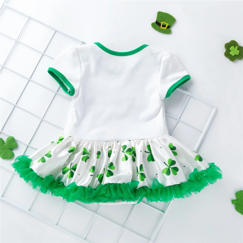 2019 Summer 3 PCS Toddler Baby Girls St. Patrick's Day Headband+Dress Outfits Set Ballet Dress For Girls Short Sleevs V8@ (7)