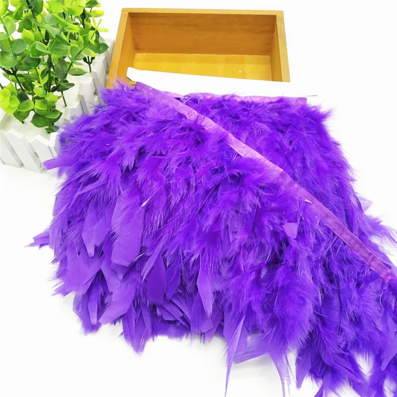 Новинка, 1 ярд, ткань для обрезки турецких перьев, боковая лента, сделай сам, для праздничного выступления, перья для рукоделия, отделка перьями, бахрома - Цвет: Фиолетовый