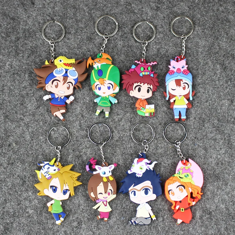 

8pcs/lot Digimon PVC Keychain Digimon Adventure Kids Toys Key Chain TAICHI YAMATO Agumon Patamon Animal Pendant Toy