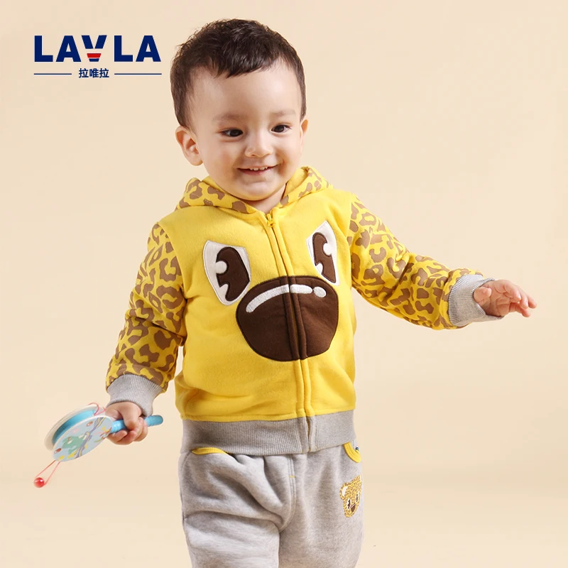 

Lavla Spring Autumn Children clothing set baby boys thicken clothes kids girls cartoon coat hoodie pants outerwear plus velvet