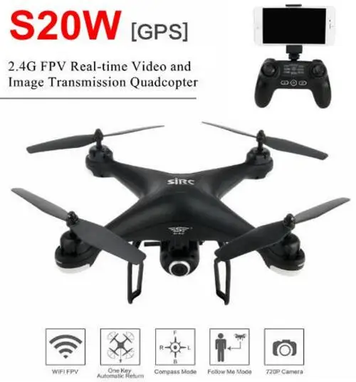 S20W FPV Drohne Mit HD 1080P 2.4G Wifi Kamera GPS RC Quadcopter 4CH 6Axis Drone