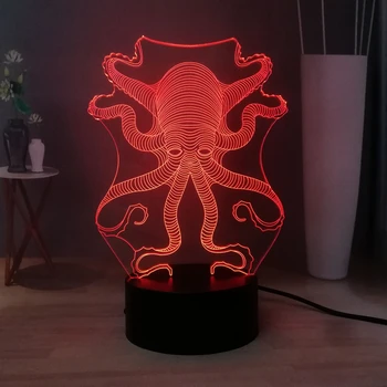 

Ocean Animal 3D Illusion Lamp Octopus USB Switch LED Baby Sleep Night Light Multicolored Room decor Kid Funny Toy Christmas Lamp