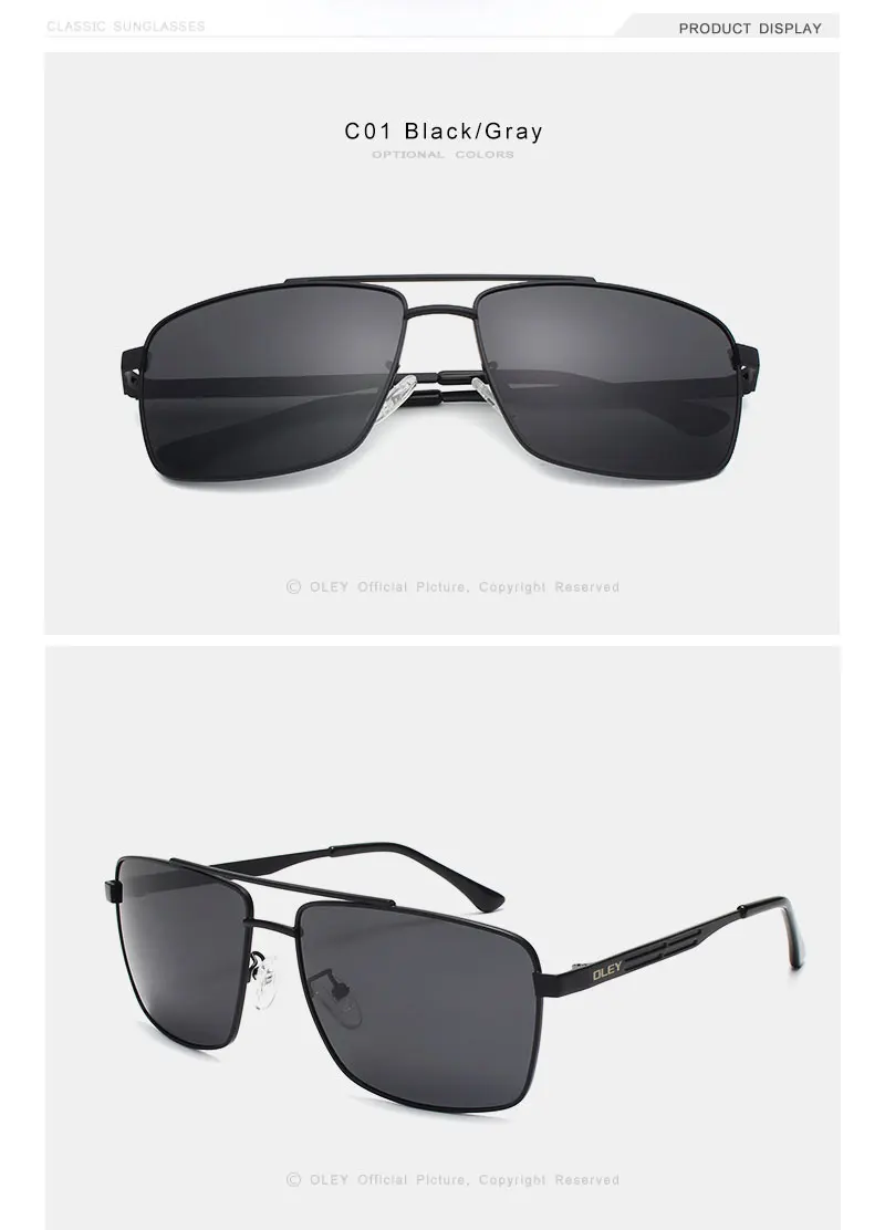 OLEY, брендовые поляризационные солнцезащитные очки, мужские, модные, классические, квадратные очки для женщин, Oculos masculino, мужские, настраиваемый логотип Y1923