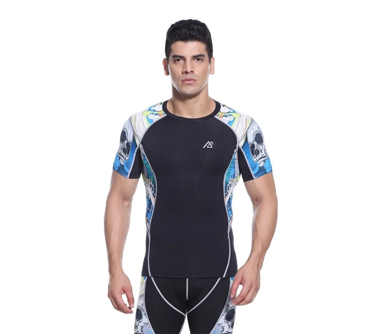 Men Quick Dry Fitness Running wear coolmax T Shirts Skin Compression