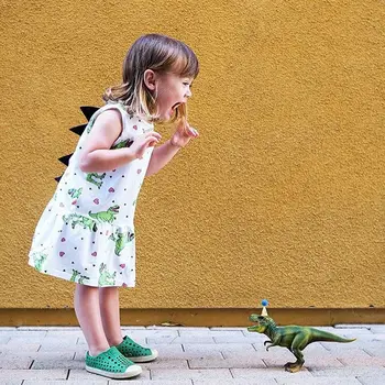 

Toddler Baby Girls Sleeveless Cartoon Dress Princess Lovely Dinosaur Dresses Clothes Sundress Summer Holiday Beach Wear