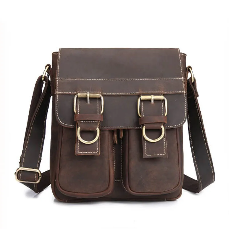 

Vintage Men's Genuine Crazy Horse Leather Business Bag Crossbody Shoulder iPad Bags Briefcase Portfolio Handbags For Male