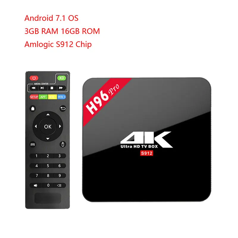 H96 Pro tv Box Amlogic S912 3 ГБ 32 ГБ Восьмиядерный Android 7,1 OS BT 4,1 2,4 ГГц+ 5,8 ггц WiFi мини ПК медиаплеер смарт-приставка - Цвет: 3GB 16GB TV BOX