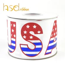 HSDRibbon дизайн на заказ 75 мм 3 дюйма США один цвет чернила с золотой фольгой на белая корсажная лента 50 ярдов/рулон