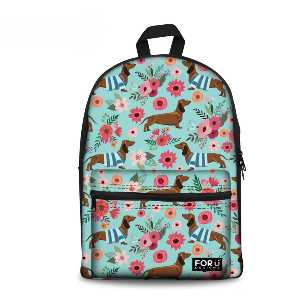 

Customized Fashion School Bag Backpack For Teenager Girls College Female Schoolbag Dachshund Dog Printing Primary Shoulder Bags