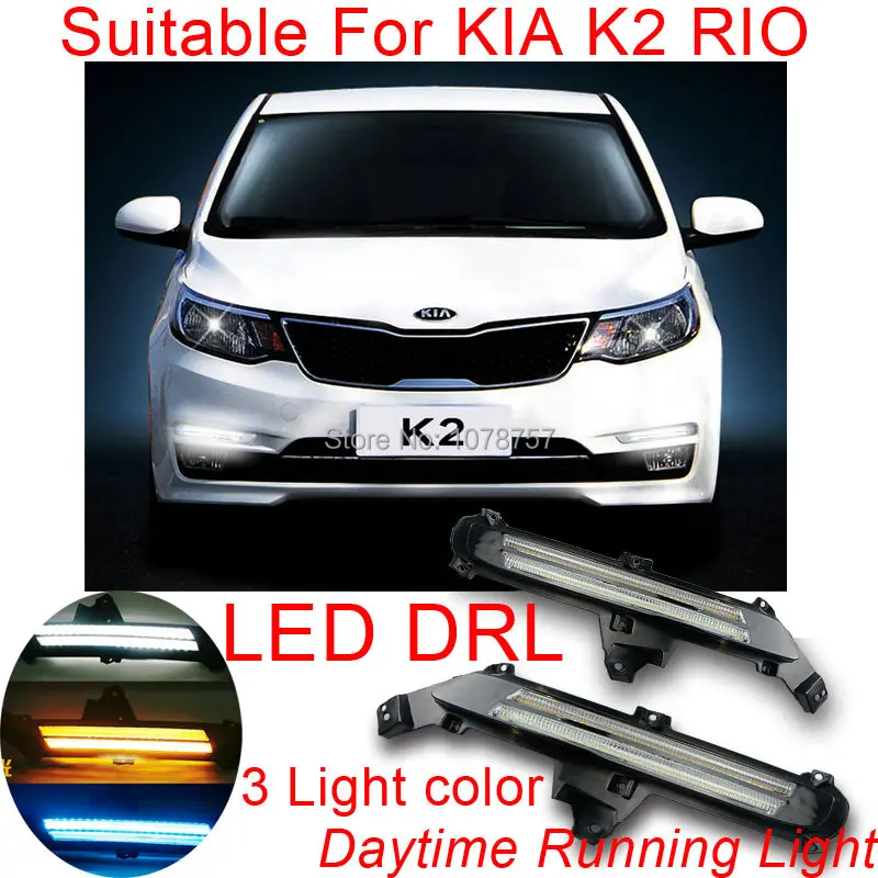 Car LED DRL Daytime Running Lights Suitable For KIA K2 RIO 2015 Double