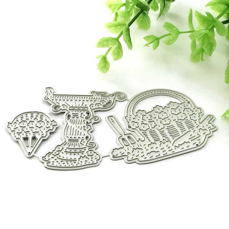 

European Spring Flower Basket Metal Cutting Dies for Scrapbooking DIY Album Embossing Folder Cards Maker Template Decor Stencils