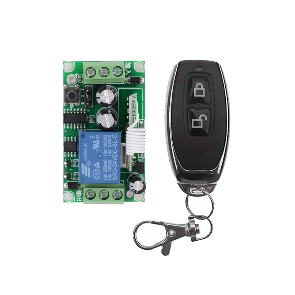

DC 24V 1 Channel Wireless Remote Control Light Switch 10A Relay Output RadioReceiver Module Metal Transmitter