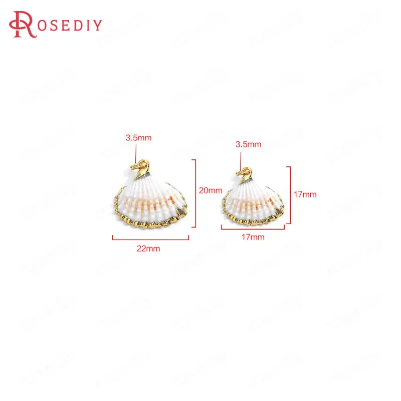 35853) 6 шт 24 К золотой цвет латунные крышки натуральные шармы в виде раковины подвески Высокое качество Diy ювелирных изделий Аксессуары