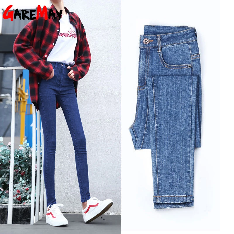 

Garemay Stretch Skinny Women's Jeans Female Slim High Waist Jeans for Women Denim Pencil Pants Blue Jeans Woman Spring 2019