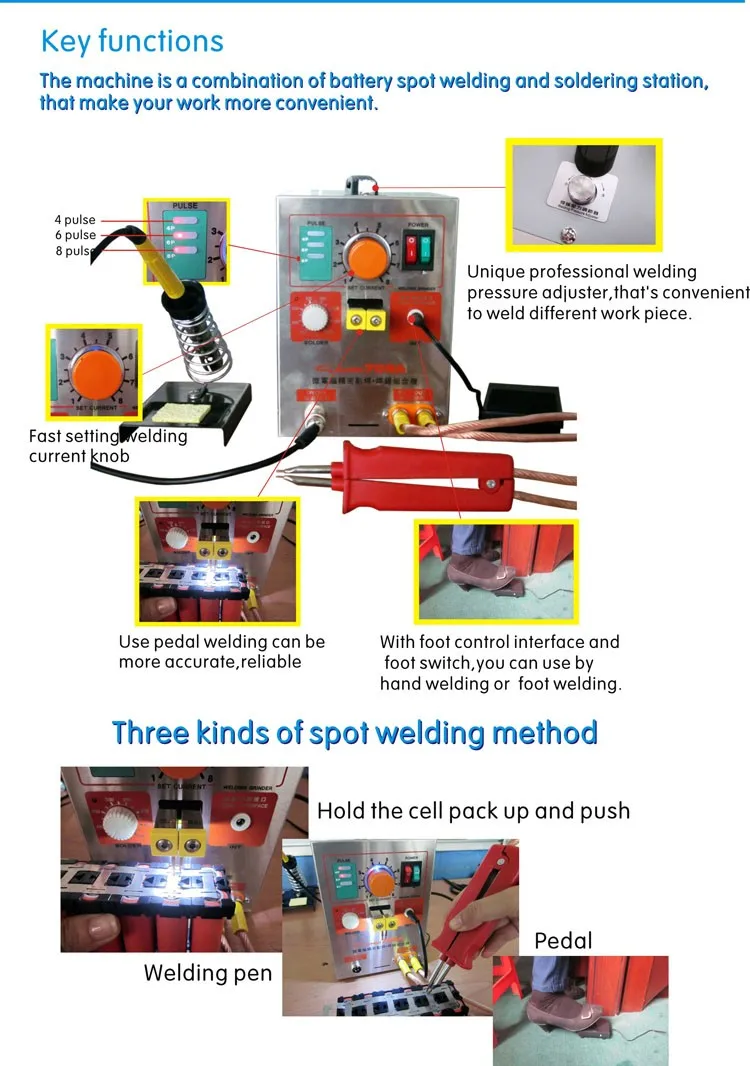 Высокая мощность DIY обрабатывается 709A 2 в 1 микро импульсный аккумулятор с питанием от педали сенсорный сварочный аппарат точечной сварки+ паяльная станция