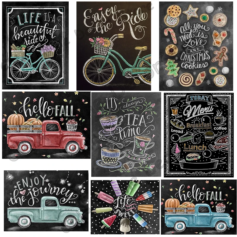 Black Background Letters Mosaic Drill Resin 5D Diy Diamond Painting