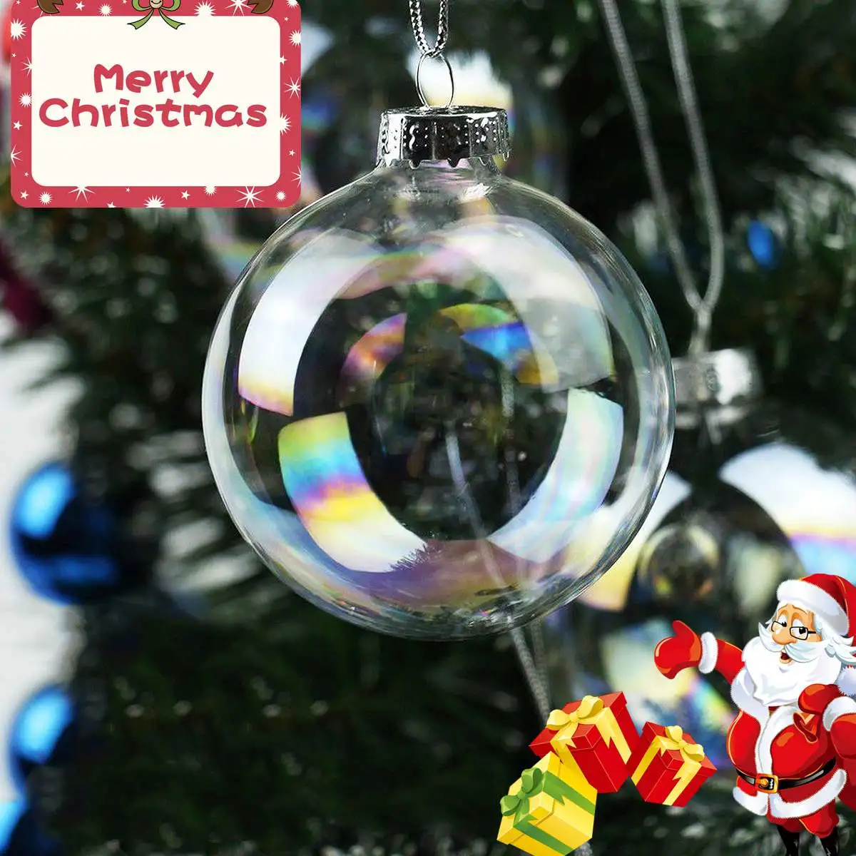 Рождественский висячий шар Рождественская елка висячие украшения стеклянный переливающийся шар безделушки Сфера Рождественский кулон-украшение