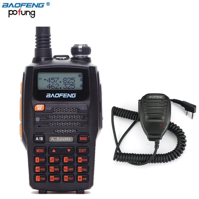 

Baofeng A-52(II) 8w (Upgrade Version of A-52) Walkie Talkie 65-108/136-174/400-520MHz Dual-Band Two-Way Radio+One Speaker Mic