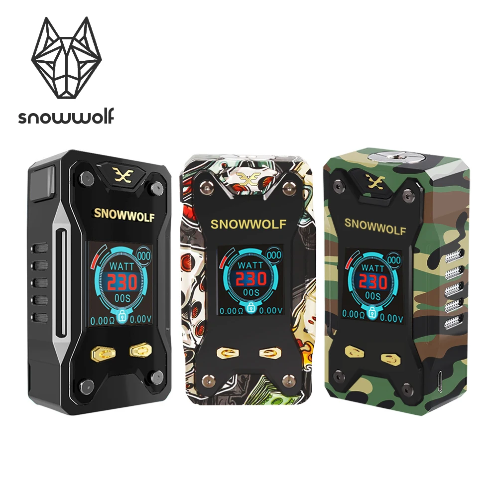 Free Shipping  Electronic Cigarette Original SNOWWOLF Xfeng 10W-230W TC Vape Box Mod 1.3 inch TFT Display and Trea