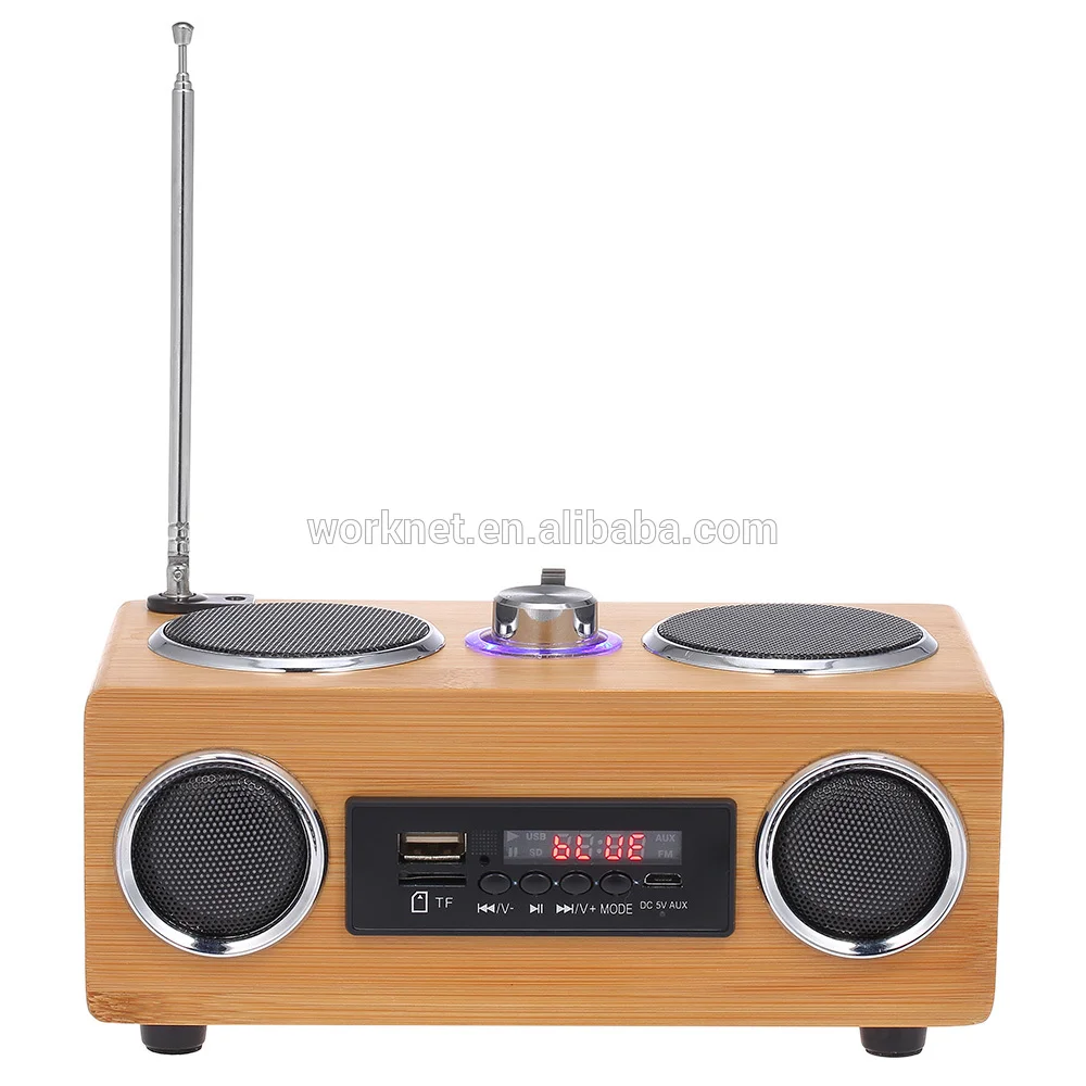 

SRB53 Portable Bamboo Bluetooth Speaker Wireless Stereo Bass HIFI Music FM AUX TF U Disk Calls w/ Mic Remote Control