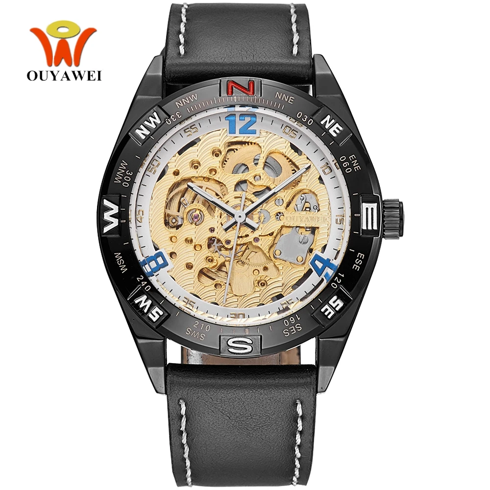 

Original OYW Man Automatic Watch Mechanical Watch Men Leather Band Watch Fashion Wristwatch Relogio Waterproof Skeleton Watch
