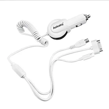 

10pcs/lot [3 USB Ports Cable] Car Charger 2.1A Fast mobile phone charger With 1.2m Cable For iPhone7 Samsung S7 Xiaomi Type C